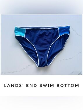 Lands’ End bikini bottom size 4 blue polyester spandex hipster